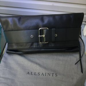 Authentic ALL SAINTS  Black leather clutch
